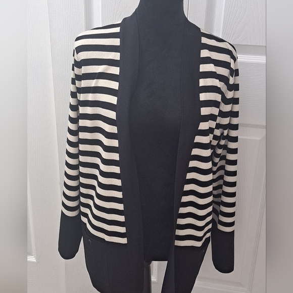 Anne Klein Open Front Striped Cardigan  Size L - Picture 1 of 7